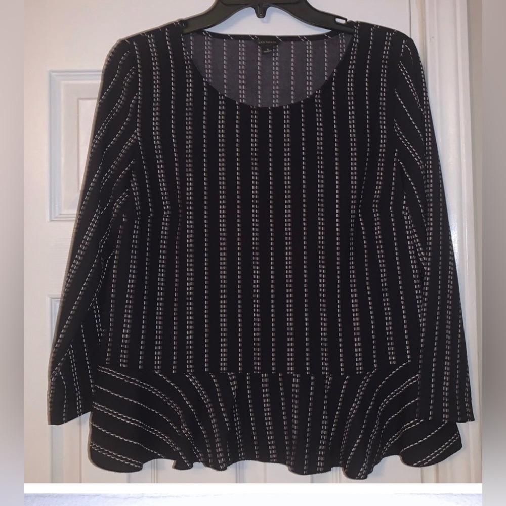 Ann Taylor Peplum Top, Size Small, Blue & White